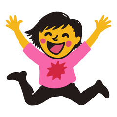 child with arms raised