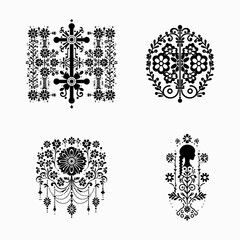 floral style gitter silhouette vector in white background editable eps 