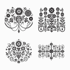 floral style gitter silhouette vector in white background editable eps 