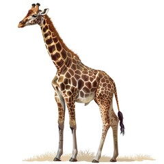 Fototapeta premium Vector Giraffe Standing Isolated 
