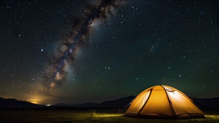 Camping night tent astronomy.