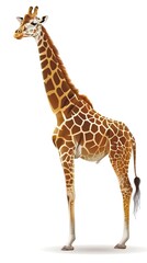 Fototapeta premium Vector Giraffe Standing Isolated 