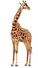 Fototapeta premium Vector Giraffe Standing Isolated 