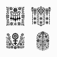 floral style gitter silhouette vector in white background editable eps 