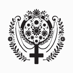 floral style gitter silhouette vector in white background editable eps 