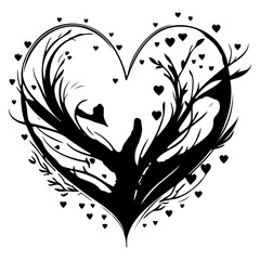 water color Heart love valentine illustration sketch hand draw