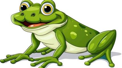 Obraz premium Green frog cartoon character isolated on white background