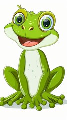 Fototapeta premium Green frog cartoon character isolated on white background