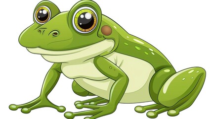Obraz premium Green frog cartoon character isolated on white background