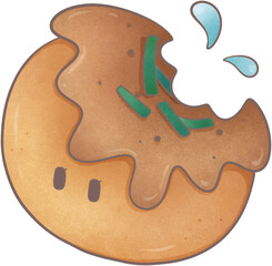 Takoyaki ball is japanese foods hand draw illustration.