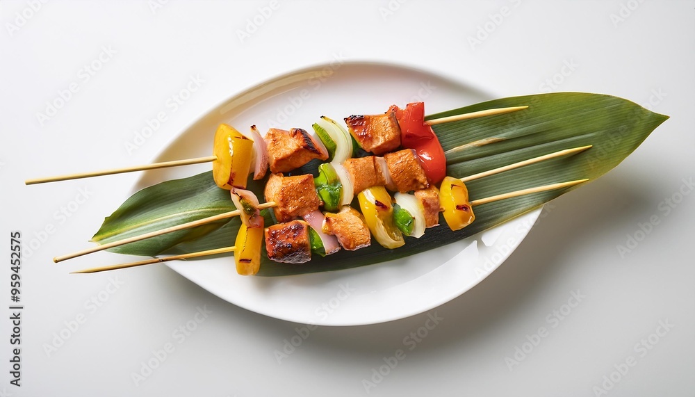 Wall mural Yakitori with white background isolated