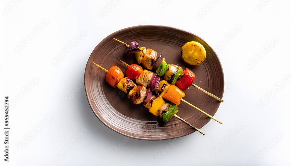 Wall mural yakitori with white background isolated