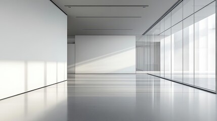 Obraz premium Minimalist Modern Interior with Glass Walls and Sunlight