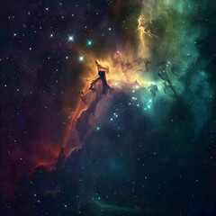 Fototapeta premium Beautiful space sky with nebula and glittering
