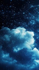 A serene night sky filled with stars and gentle clouds, creating a tranquil and dreamlike atmosphere for midnight inspiration.