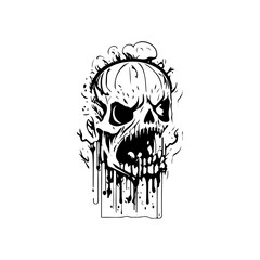 Skull Icon hand draw black halloween colour logo symbol perfect.