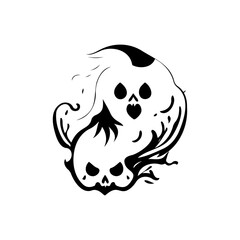 Ghost Icon hand draw black halloween colour logo symbol perfect.