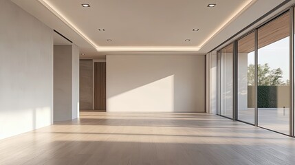 Minimalist Interior Design with Large Windows and Wooden Floor