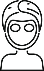 Line icon of a woman with a towel on her head, enjoying a relaxing facial at the spa