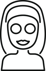 Line drawing of a woman wearing a cosmetic face mask, ideal for beauty and wellness themes