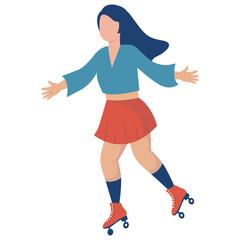 Girl Character with Roller Skates. Vector Graphic Illustration in Flat Cartoon Design