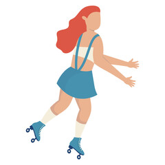 Girl Character with Roller Skates. Vector Graphic Illustration in Flat Cartoon Design
