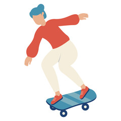 Girl Character with Roller Skates. Vector Graphic Illustration in Flat Cartoon Design