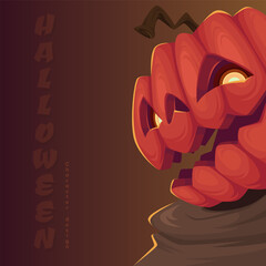 Halloween pumpkin scarecrow character retro style illustration