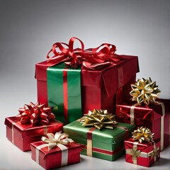 Fototapeta premium variety of Christmas gifts with ribbon