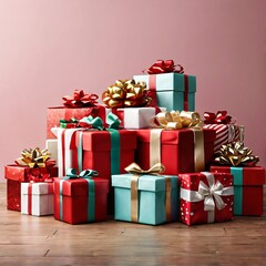 Obraz premium variety of Christmas gifts with ribbon