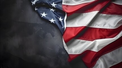 American Flag Draped on Black Background