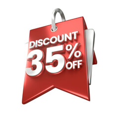 3d sales red and white discount price tag for composition 35 percent, amazing for product promotion