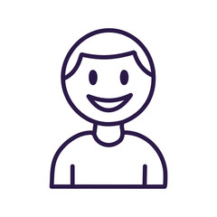 Happy man icon. Simple line art icon of a smiling man. Ideal for web design, apps, and presentations.