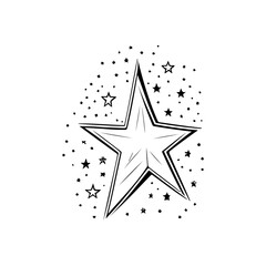 Star Icon hand draw black colour new year logo symbol perfect.