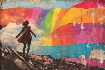 Obraz premium LGBTQ pride, high quality collage style poster with copy space, old magazine