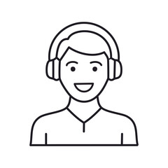 Happy person headphones. Joyful individual listening to music with headphones, enjoying their time.