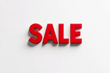 SALE badge, with bold font, vibrant red color, flat design on white background , great Sale, discount