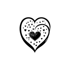 Love heart Icon hand draw black colour valentine logo symbol perfect.