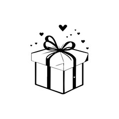 Gift box Icon hand draw black colour valentine logo symbol perfect.