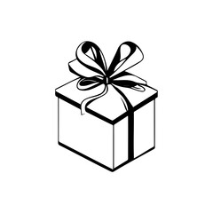 Gift box Icon hand draw black colour valentine logo symbol perfect.