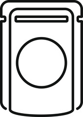 Simple black and white line drawing of a wet wipes pack with an empty round label for branding