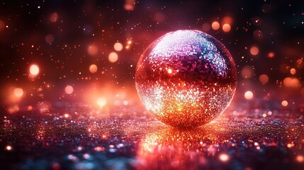 A Disco Ball with Red and Orange Bokeh Lights
