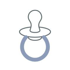 Baby pacifier icon. Blue pacifier icon, suitable for baby product designs or illustrations. Simple, minimalist design.