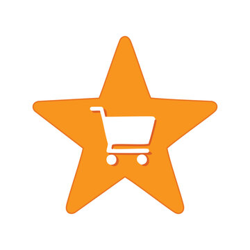 Star shopping cart. Star shaped icon with a shopping cart in the center, symbolizing quality products and excellent shopping experience.