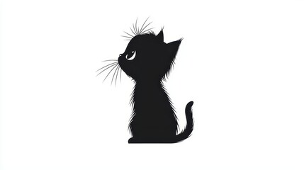Cute Black Kitten Silhouette Illustration