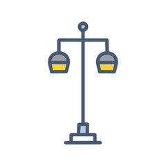 Balance scale icon. Simple line drawing of a balance scale, symbolizing equality, fairness, and justice.