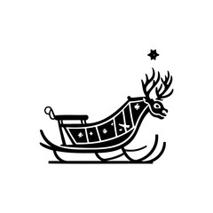 Sleigh Icon hand draw black colour christmas day logo symbol perfect.