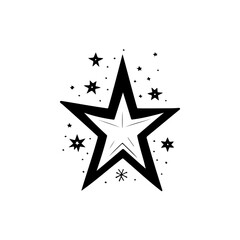 Star Icon hand draw black colour christmas day logo symbol perfect.