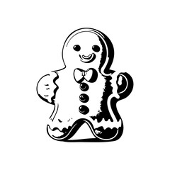 Gingerbread Icon hand draw black colour christmas day logo symbol perfect.