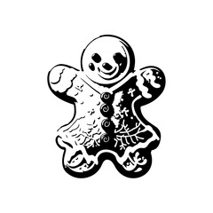 Gingerbread Icon hand draw black colour christmas day logo symbol perfect.